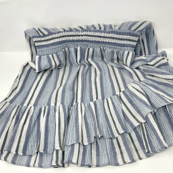 Michael Kors Women’s Short Sleeve Faux Wrap Dress Dark Chambray Blue Stripes Lg - Picture 6 of 11